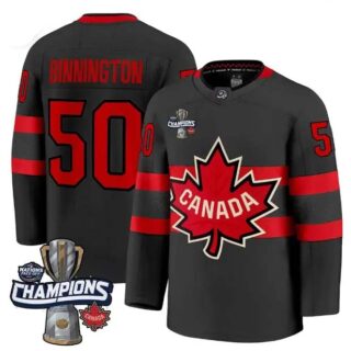 Men's Canada 2025 4 Nations Face-Off Champions Jordan Binnington 50 All Stitched Jersey