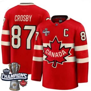 Men's Canada 2025 4 Nations Face-Off Champions red 87 Sidney Crosby All Stitched Jersey
