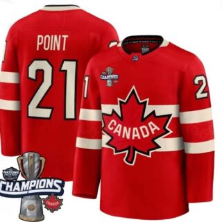 Men's Canada 2025 4 Nations Face-Off Champions red Brayden Point 21 All Stitched Jersey