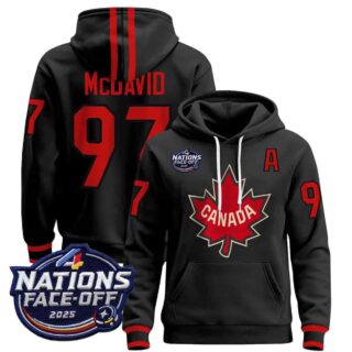 Men's Canada 4 Nations Face-Off 2025 Pullover Hoodie black Connor McDavid 97 All Stitched Jersey