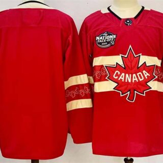 Men's Canada Blank Red 2025 4 Nations Face-Off Premium Stitched Jersey