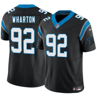 Men's Carolina Panthers #92 Tershawn Wharton Black 2025 F.U.S.E. Vapor Limited Stitched Football Jersey