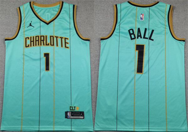 Men's Charlotte Hornets #1 LaMelo Ball Mint 2024 25 City Edition Stitched Basketball Jersey
