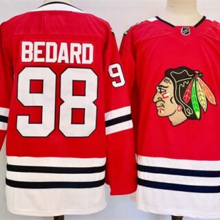 Men's Chicago Blackhawks #98 Connor Bedard Red Stitched Hockey Jersey
