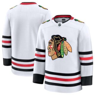 Men's Chicago Blackhawks Blank White 2024-25 Away Stitched Hockey Jersey