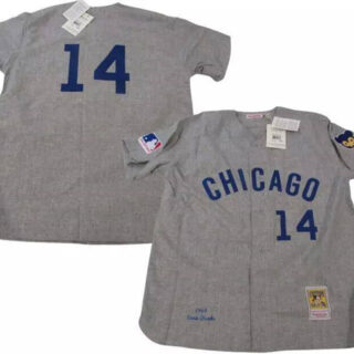 Men's Chicago Cubs #14 Ernie Banks Gray 1969 Stitched Baseball Jersey