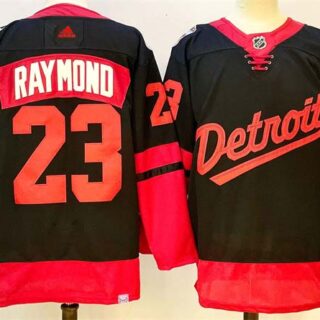 Men's Detroit Red Wings #23 Lucas Raymond Black 2024-25 Stitched Jersey
