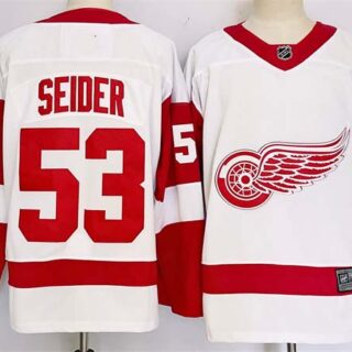Men's Detroit Red Wings #53 Moritz Seider White 2024-25 Stitched Jersey