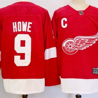 Men's Detroit Red Wings #9 Gordie Howe Red 2024-25 Stitched Jersey