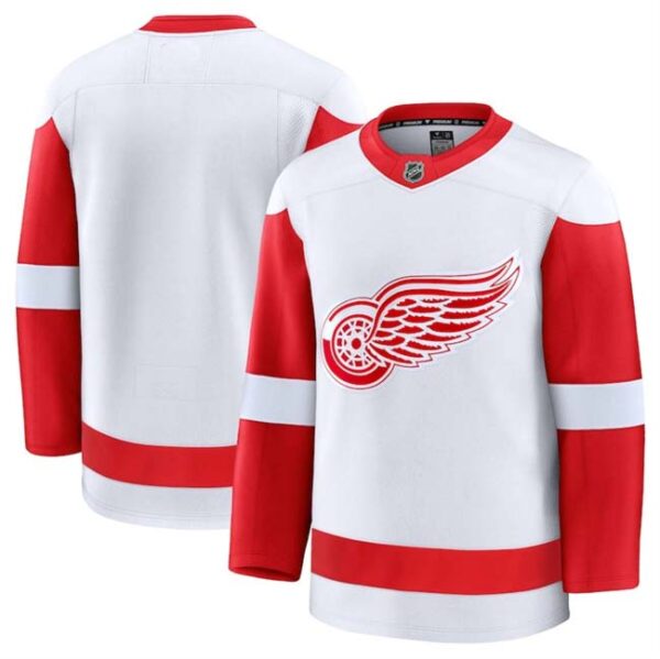 Men's Detroit Red Wings Blank White 2024-25 Away Stitched Hockey Jersey