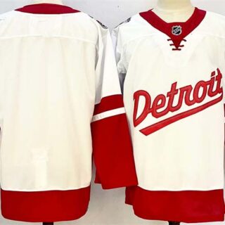 Men's Detroit Red Wings Blank White Red 2024-25 Stitched Jersey