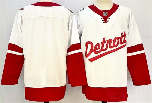 Men's Detroit Red Wings Blank White Red 2024-25 Stitched Jersey