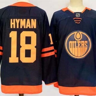 Men's Edmonton Oilers #18 Zach Hyman Navy 2024-25 Stitched Jersey