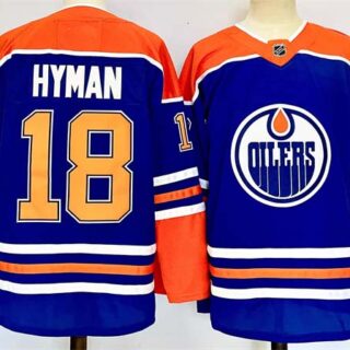 Men's Edmonton Oilers #18 Zach Hyman Royal 2024-25 Stitched Jersey