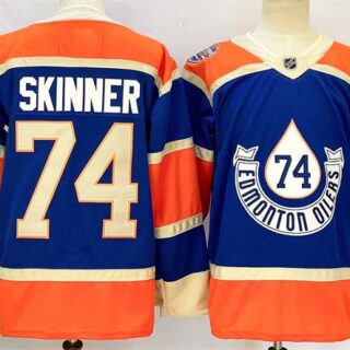 Men's Edmonton Oilers #74 Stuart Skinner Royal 2024-25 Heritage Classic Primegreen Stitched Jersey