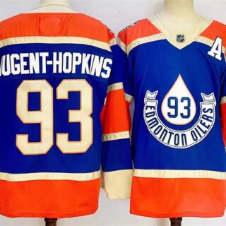 Men's Edmonton Oilers #93 Ryan Nugent-Hopkins Royal 2024-25 With A Patch Heritage Classic Primegreen Stitched Jersey