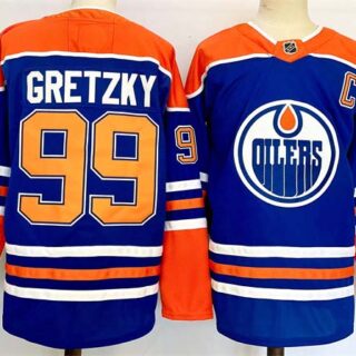 Men's Edmonton Oilers #99 Wayne Gretzky Royal 2024-25 Stitched Jersey