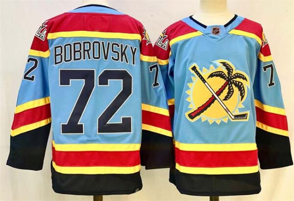 Men's Florida Panthers #72 Sergei Bobrovsky Blue 2024-25 Reverse Retro Stitched Hockey Jersey