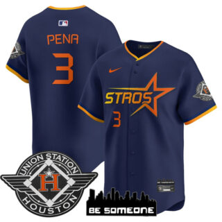 Men's Houston Astros #3 Jeremy Pena Navy 2025 City Connect Limited Stitched Baseball Jersey