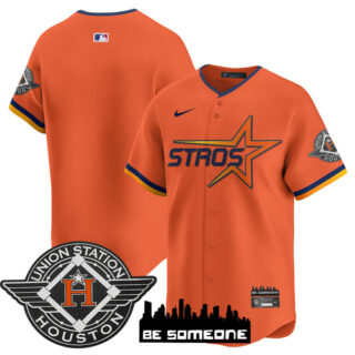 Men's Houston Astros Blank Orange 2025 City Connect Limited Stitched Baseball Jersey