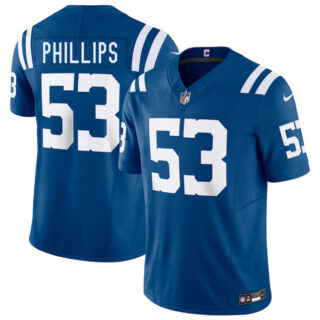 Men's Indianapolis Colts #53 Jacob Phillips Blue 2025 F.U.S.E. Vapor Limited Stitched Football Jersey
