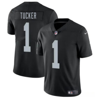 Men's Las Vegas Raiders #1 Tre Tucker Black 2025 Vapor Stitched Football Jersey