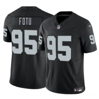 Men's Las Vegas Raiders #95 Leki Fotu Black 2025 F.U.S.E. Vapor Stitched Football Jersey