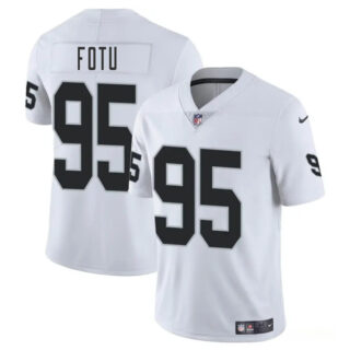 Men's Las Vegas Raiders #95 Leki Fotu White 2025 Vapor Stitched Football Jersey