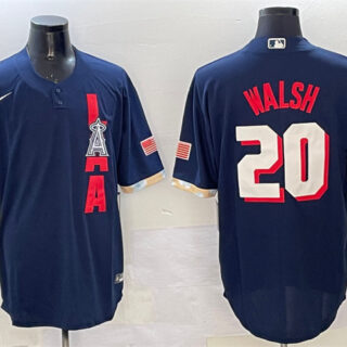 Men's Los Angeles Angels #20 Jared Walsh 2021 Navy All-Star Cool Base Stitched Baseball Jersey