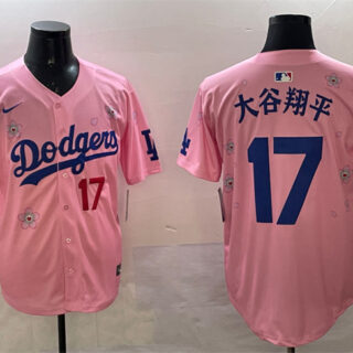 Men's Los Angeles Dodgers #17 大谷翔平 Pink 2025 Tokyo Series Limited Stitched Baseball Jersey