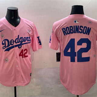 Men's Los Angeles Dodgers #42 Jackie Robinson Pink 2025 Tokyo Series Limited Stitched Baseball Jersey
