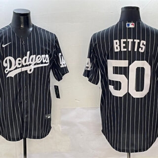 Men's Los Angeles Dodgers #50 Mookie Betts Black Cool Base Stitched Baseball Jersey