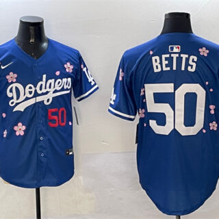 Men's Los Angeles Dodgers #50 Mookie Betts Royal 2025 Tokyo Series Limited Stitched Baseball Jersey