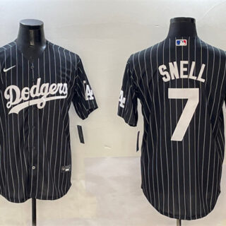 Men's Los Angeles Dodgers #7 Blake Snell Black Cool Base Stitched Baseball Jersey