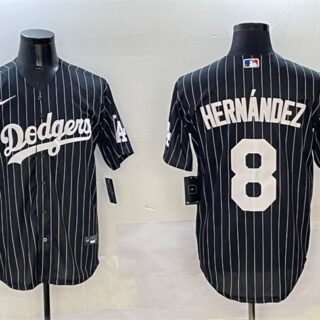 Men's Los Angeles Dodgers #8 Enrique Hernandez Black Cool Base Stitched Baseball Jersey