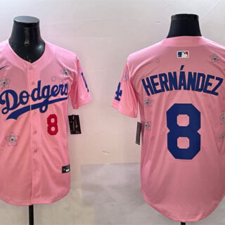 Men's Los Angeles Dodgers #8 Enrique Hernandez Pink 2025 Tokyo Series Limited Stitched Baseball Jersey