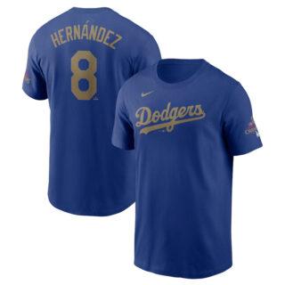 Men's Los Angeles Dodgers #8 Enrique Hernandez Royal 2025 Gold Collection Name & Number T-Shirt