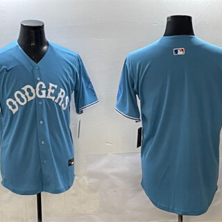 Men's Los Angeles Dodgers Blank Light Blue Limited Stitched Baseball Jersey