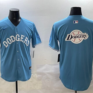 Men's Los Angeles Dodgers Team Big Logo Light Blue Limited Stitched Baseball Jersey