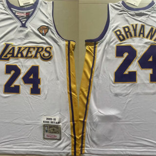 Men's Los Angeles Lakers #24 Kobe Bryant White 2009-10 Stitched Basketball Jersey