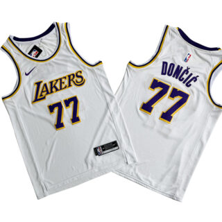 Men's Los Angeles Lakers #77 Luka Doncic White Association Edition Stitched Basketball Jersey