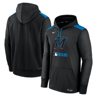 Men's Miami Marlins Black Collection Performance Pullover Hoodie