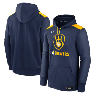 Men's Milwaukee Brewers Navy Collection Performance Pullover Hoodie