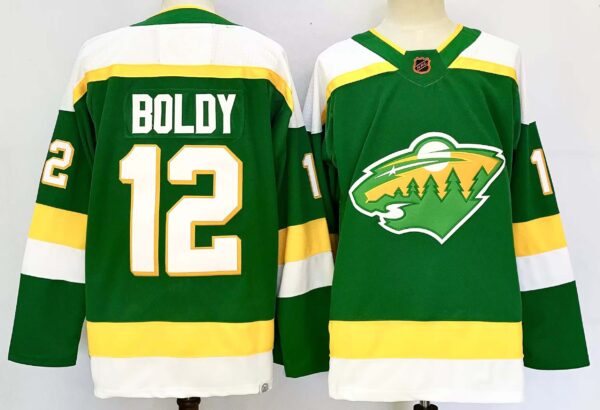 Men's Minnesota Wild #12 Matt Boldy Green 2024-25 Alternate Stitched Hockey Jersey