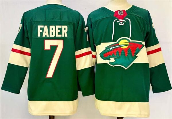 Men's Minnesota Wild #7 Brock Faber Green 2024-25 Home Stitched Hockey Jersey