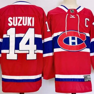 Men's Montreal Canadiens #14 Nick Suzuki Red 2024-25 Stitched Jersey
