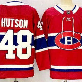 Men's Montreal Canadiens #48 Lane Hutson Red 2024-25 Stitched Jersey