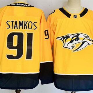Men's Nashville Predators #91 Steven Stamkos Gold 2024-25 Home Stitched Hockey Jersey