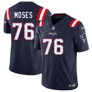 Men's New England Patriots #76 Morgan Moses Navy 2025 F.U.S.E. Vapor Limited Stitched Football Jersey