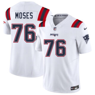 Men's New England Patriots #76 Morgan Moses White 2025 F.U.S.E. Vapor Limited Stitched Football Jersey